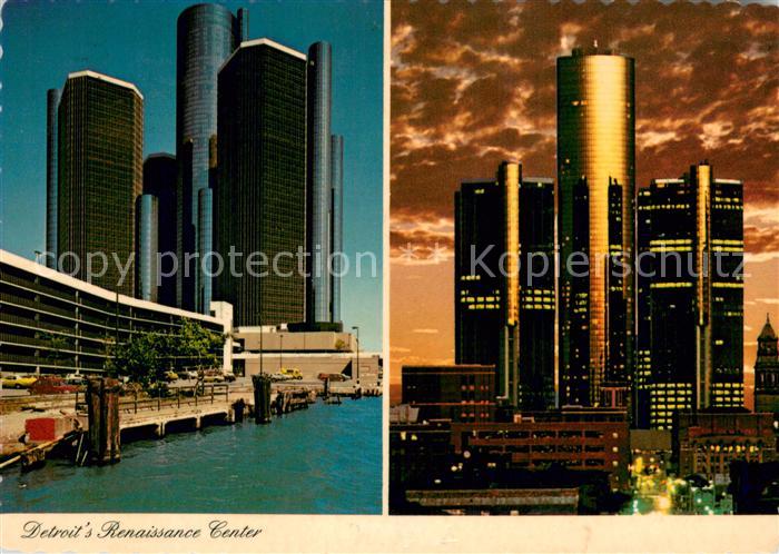 Detroit Michigan Renaissance Center Skyscraper at night