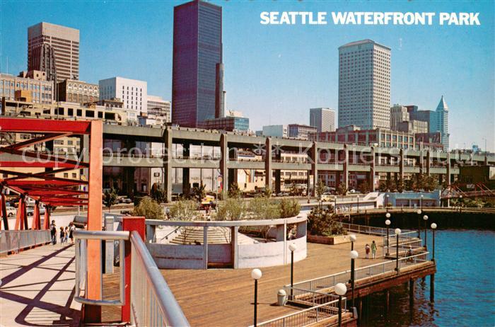 Seattle Waterfront Park on Elliott Bay Downtown Skyscrapers
