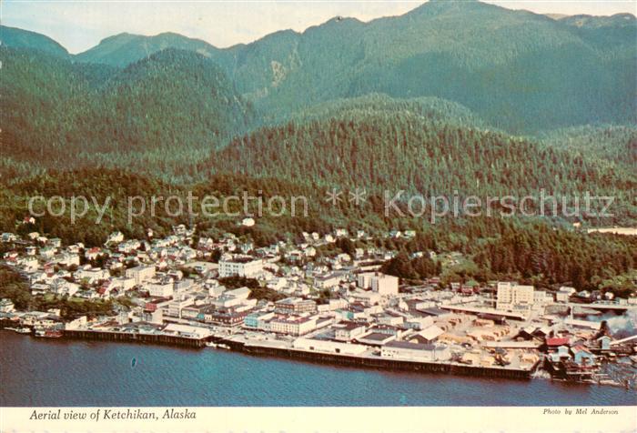 Ketchikan Alaska Aerial view showing Tongass Narrows with the city
