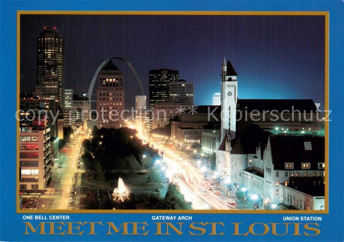Saint Louis Missouri Union Station and Market Street Downtown at night