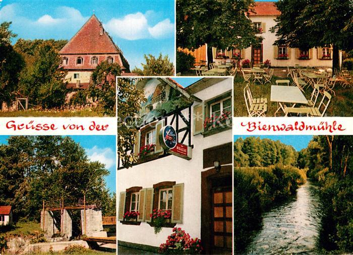 Scheibenhardt Pfalz Gaststaette Bienwaldmuehle Gartenterrasse Partie am Bach