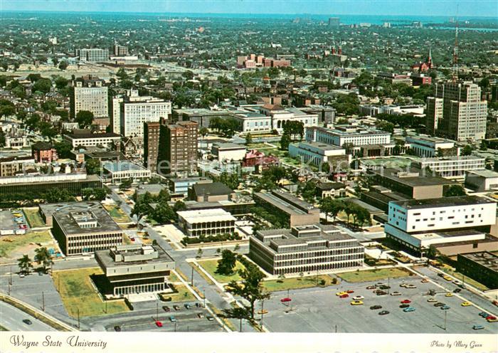Detroit Michigan Wayne State University and Cultural Center aerial view