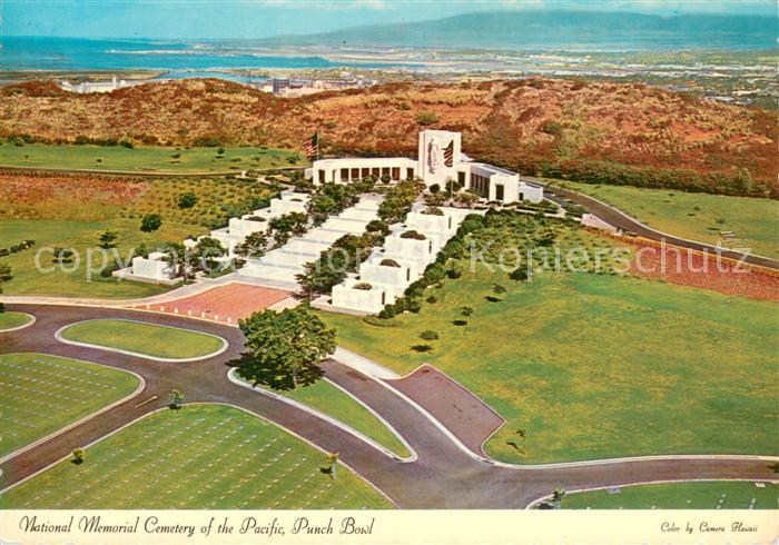 Oahu National Memorial Cemetary of the Pacific Punch Bowl Crater aerial view