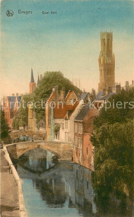 Bruges BRUGGE Belgie Quai vert Eglise