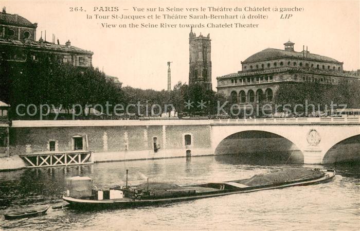 Paris 75 Vue sur la Seine vers le Théâtre du chatelet