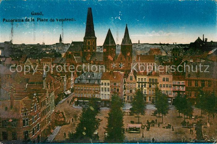 Gand Belgien Panorama de la Place de Vendredi