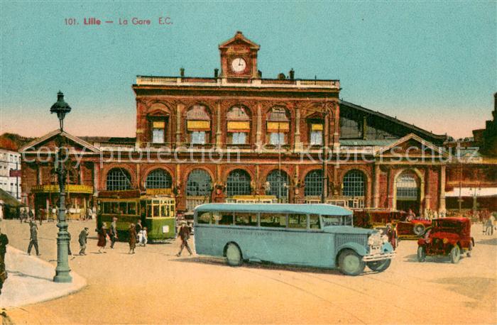 Lille 59 La Gare Bahnhof Bus Strassenbahn Automobile