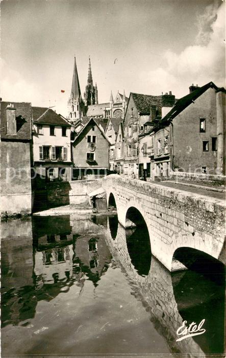 Chartres 28 Vieux pont sur l Eure vieilles maisons