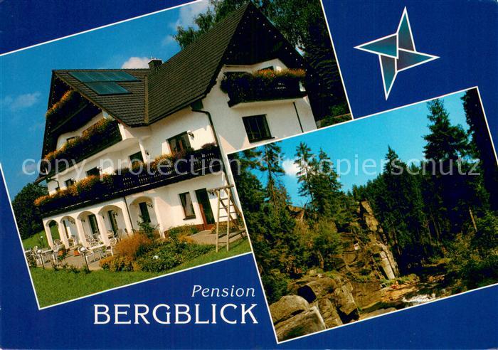 Pobershau Pension Bergblick Waldpartie Felsen Erzgebirge