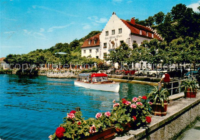 Meersburg Bodensee Hotel Wilder Mann Uferpromenade am See Fahrgastschiff
