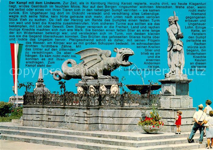 Klagenfurt Woerthersee Lindwurmbrunnen am Neuen Platz