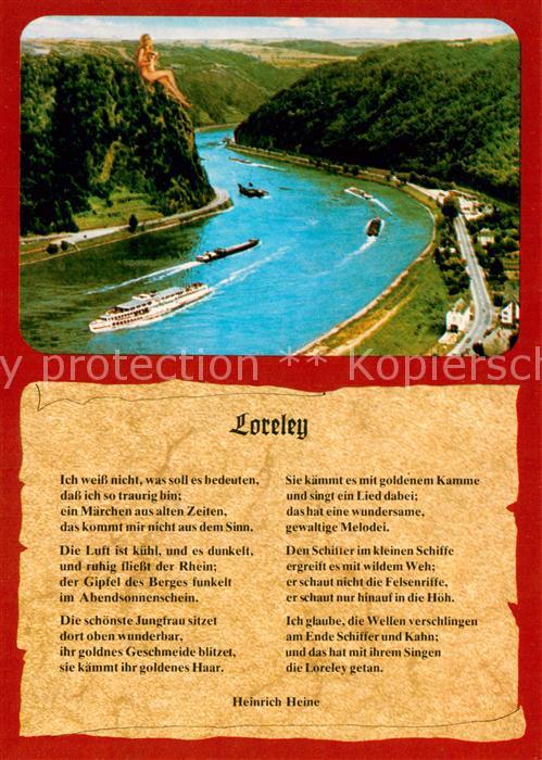 St Goar Loreleyfelsen Rheinpartie Loreley Lied
