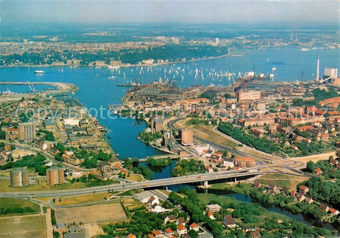 KIEL  CITY Schwentine und Segelregatta auf der Foerde Fliegeraufnahme