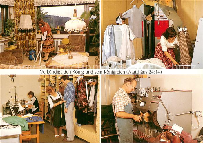 Bethel Selters Taunus Haushaltsschwester bei ihrer Arbei Naehstube Schuhmacherei