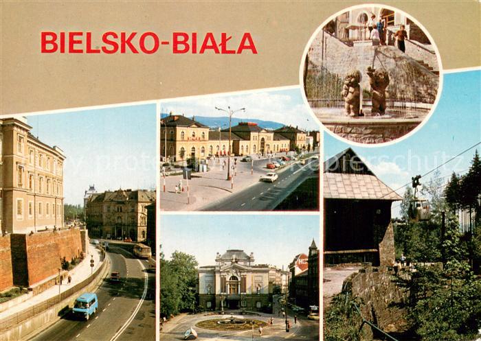 Bielsko-Biala Ulica Zamkowa Teatr Polski Tontanna na placu Boleslawa Chrobrego O