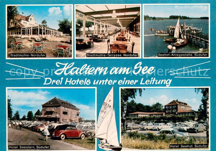 Haltern See Stadtmuehle-Teilansichten Seehof-Anlegestellé Hotel-Seestern u. Hote
