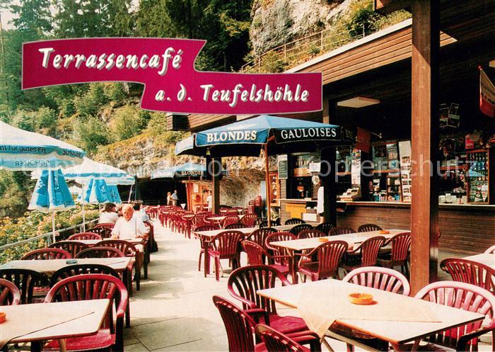 Pottenstein Oberfranken Terrassencafe a.d. Teufelshoehle