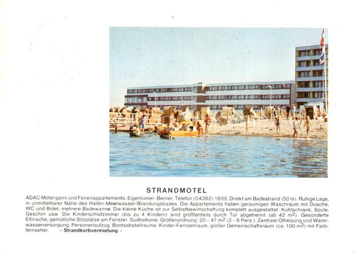 Heiligenhafen Ostseebad Strandmotel ADAC-Motel garni Aussenansicht m. Strand Kor