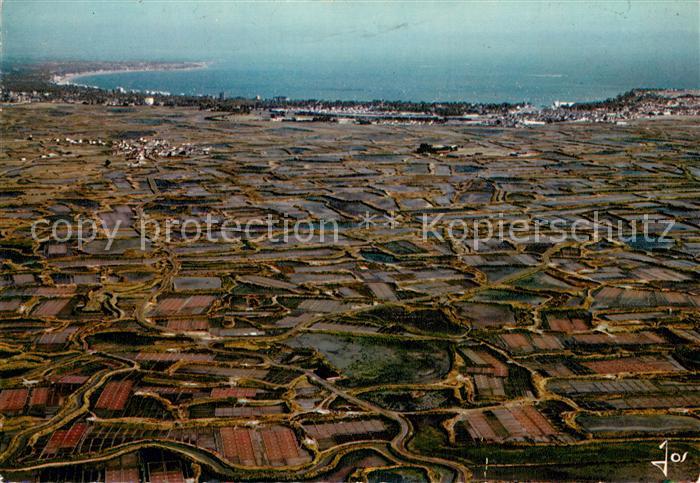 Presqu Ile de Guerande Les marais salants et la Baie de La Baule vue aérienne