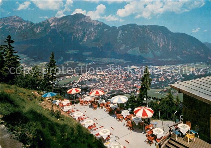 Bad Reichenhall Stadtberglift Terrasse Gaststaette Blick zu Hochstaufen Chiemgau