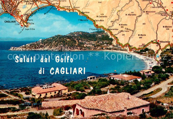 Villasimius Panorama Golfo di Cagliari Torre delle Stelle Strassenkarte Kueste