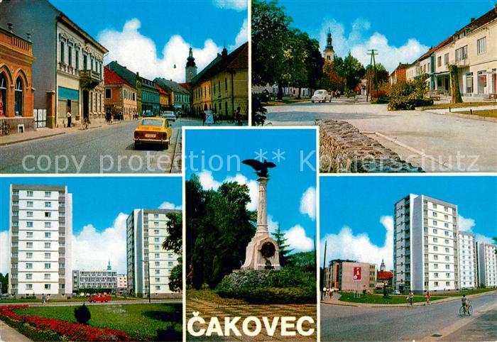 Cakovec Teilansichten Innenstadt Denkmal Wohnsiedlung Hochhaeuser