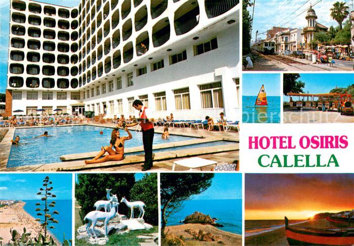 Calella Hotel Osiris Swimming Pool Kuestenpanorama Touristenbahn Skulpturen Sonn
