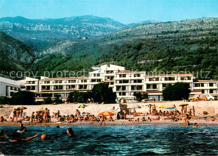 Petrovac na moru Hotel Palas Strand Ansicht vom Meer aus