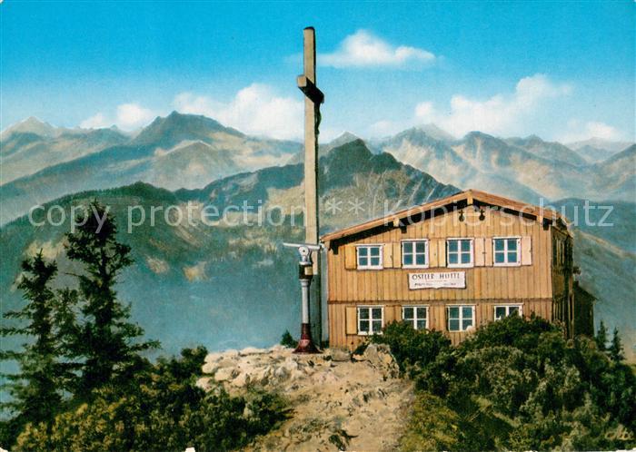 Pfronten Ostallgaeu Bayern Ostlerhuette auf dem Breitenberggipfel Gipfelkreuz Al