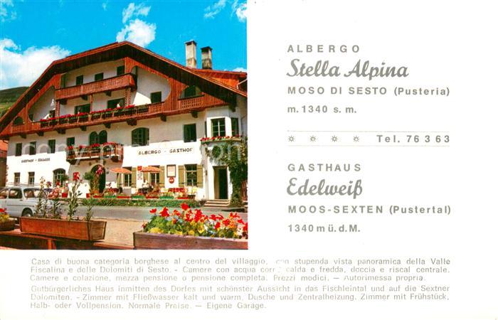 Moos Sexten Gasthaus Edelweiss Albergo Stella Alpina