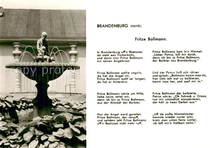 Brandenburg Havel Fritze Bollmann Brunnen Gedicht