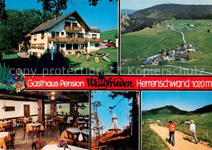 Herrenschwand Gasthaus Pension Waldfrieden Gastraum Aussichtsturm Wandern im Sch
