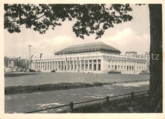 Karlsruhe Baden Stadthalle mit Festplatz Kupfertiefdruck