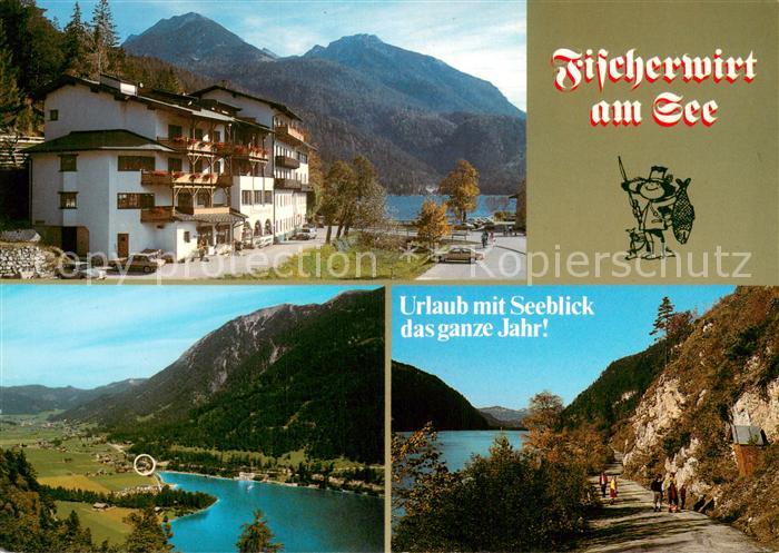 Achenkirch Fischerwirt am See Panorama Uferweg Alpen