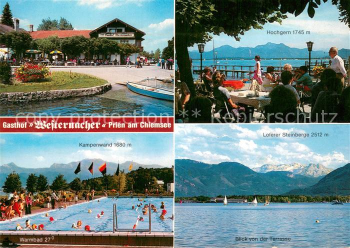 Prien Chiemsee Hotel Gasthof Westernacher Terrasse Freibad Panorama Loferer Stei