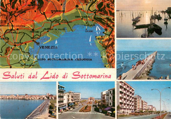 Lido di Sottomarina Landkarte Hafen Mole Strassenpartien