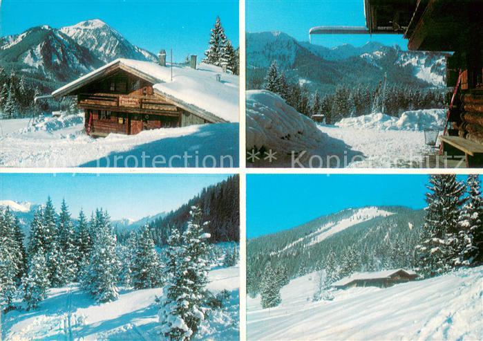 Sutten Berggasthaus Baeckeralm Winterpanorama Bayerische Voralpen