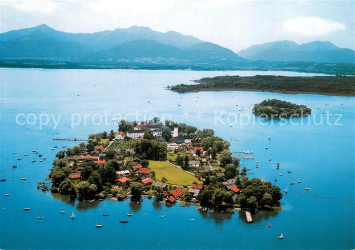Fraueninsel Chiemsee mit Herreninsel Fliegeraufnahme