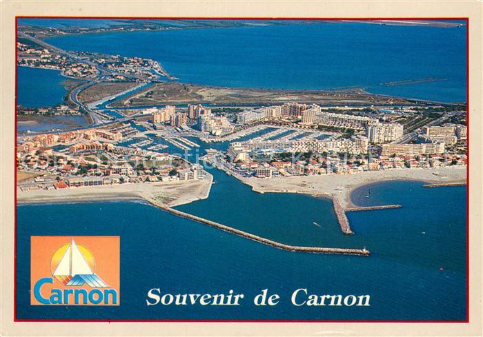 Carnon Plage Vue aerienne generale avec entree du port