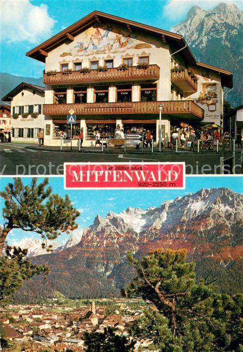 Mittenwald Bayern Geschenkhaus Neuner Ortsansicht mit Karwendel