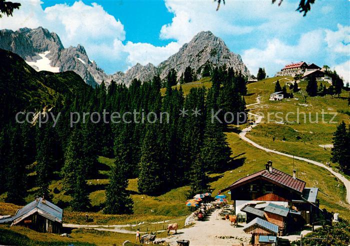 GARMISCH-PARTENKIRCHEN Bayern Am Kreuzeck Kreuzalm und Kreuzeckhaus mit Zugspitz