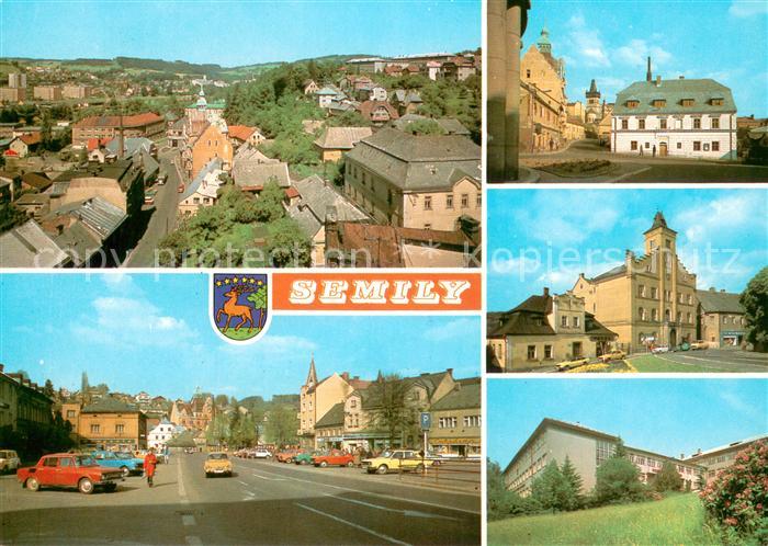 Semily Pohled na stred mesta Namesti Klementa Gottwalda Muzeum Budova MNV Skoly