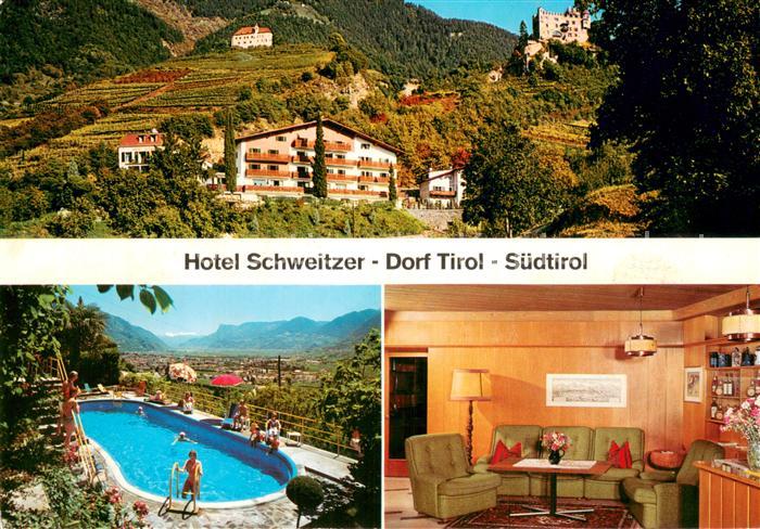 Dorf Tirol Hotel Schweitzer Pool Gastraum Panorama
