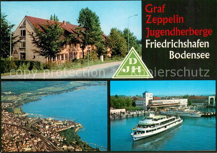 Friedrichshafen Bodensee Graf Zeppelin Jugendherberge Fliegeraufnahme Faehre