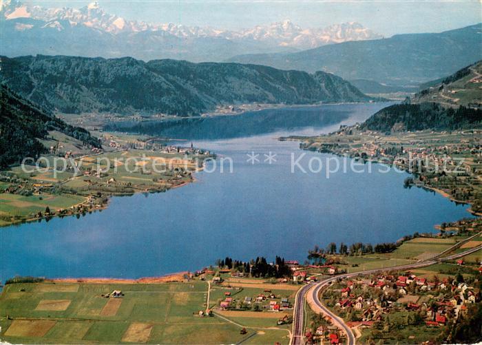 Ossiachersee Fliegeraufnahme mit Julische Alpen