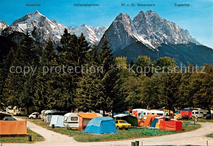 Grainau Internationaler Campingplatz Zugspitze mit Alpspitze Hoellentalspitzen K