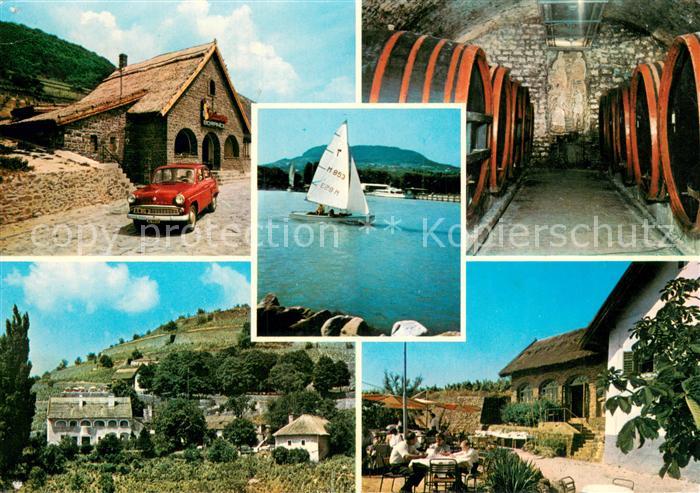 Badacsony HU Gasthaus Weinkeller Segelboot Panorama Terrasse