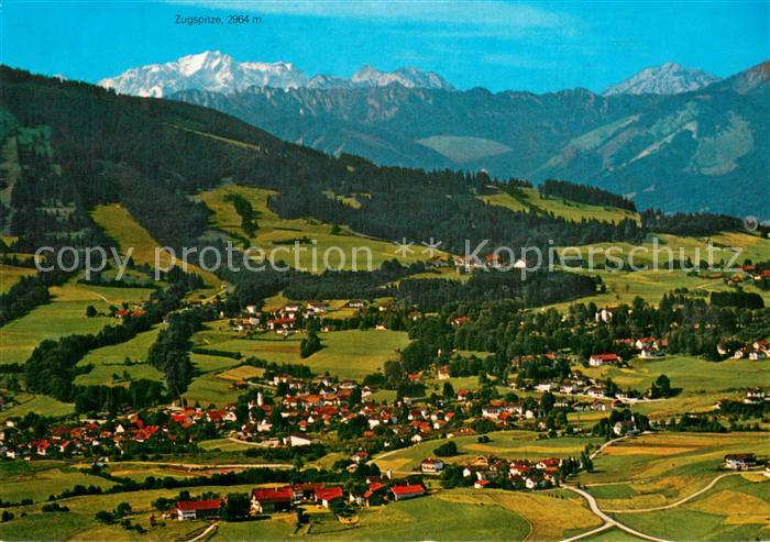 Bad Kohlgrub Fliegeraufnahme mit Ammergau Alpen und Zugspitze