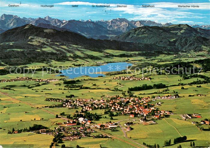Oy Bad Fliegeraufnahme mit Gruentensee und Allgaeuer Hochalpen
