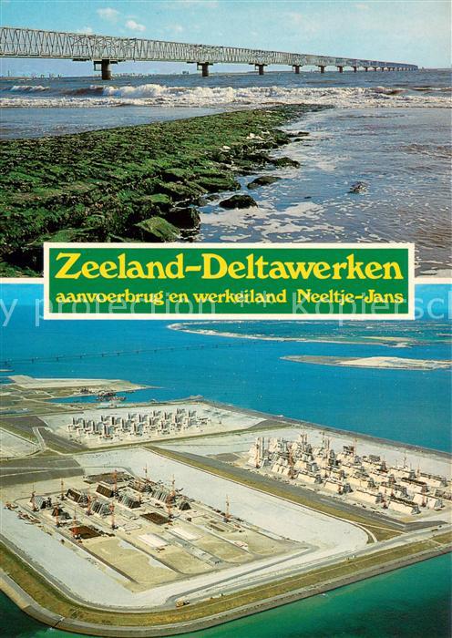 Zeeland Niederlande Deltawerken Aanvoerbrug en werkeiland Neeltje Jans Fliegerau